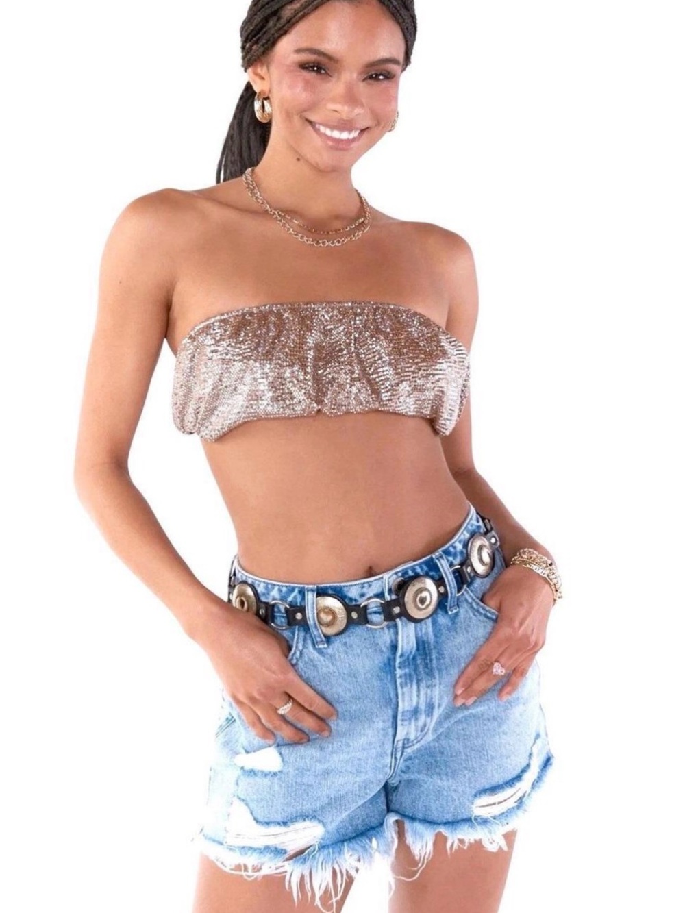 NWT Your Mumu Micro Tube Top In Silver Confetti In Size: XS